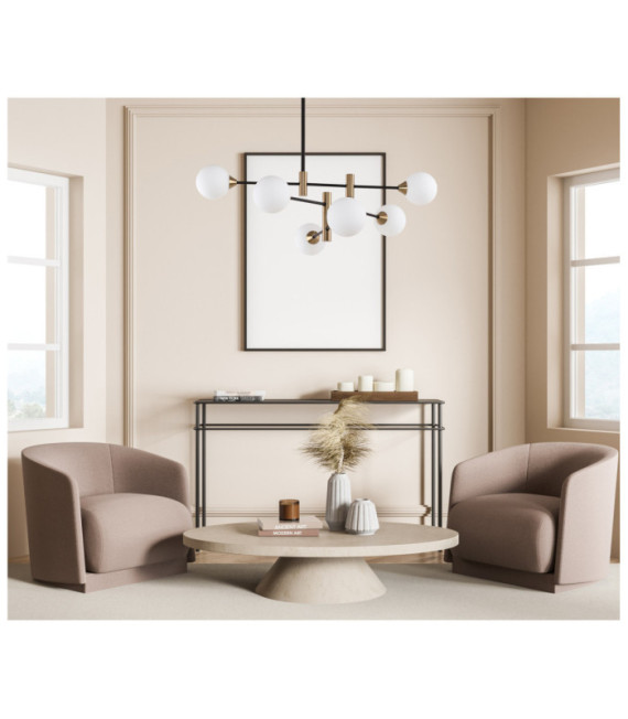 Lampada a sospensione Marino Vetro, acciaio, alluminio Nero, Ottone