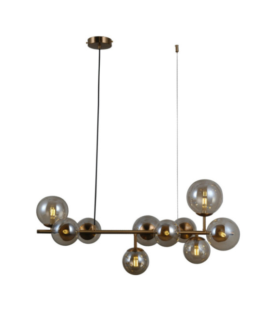 Lampadario Frontera in Vetro, Acciaio Miele Ottone