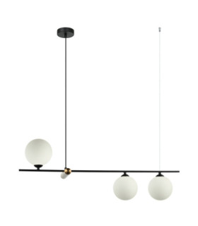 Suspension Barletta Verre,Acier Noir, Bronze Antique