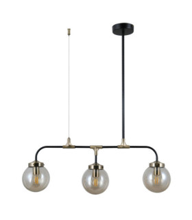 Suspension Valpena Verre,acier,aluminium Bronze antique, noir mat