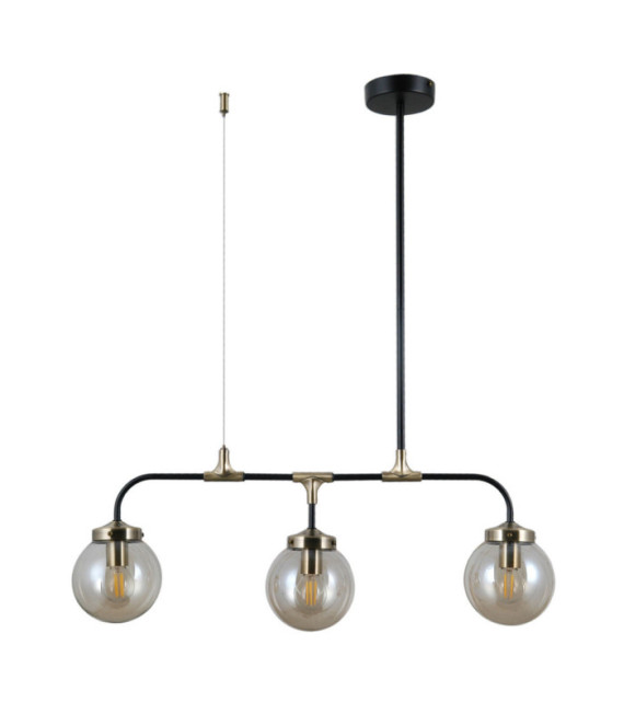 Suspension Valpena Verre,acier,aluminium Bronze antique, noir mat