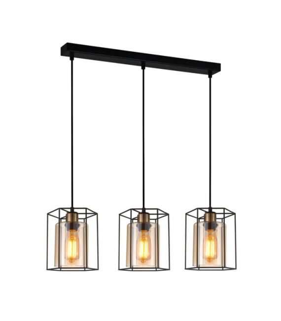 Suspension Kalula Verre,Acier Noir
