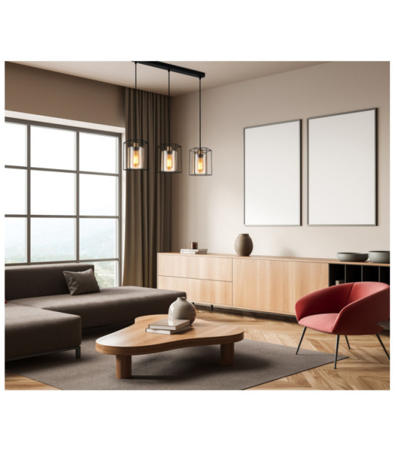 Suspension Kalula Verre,Acier Noir