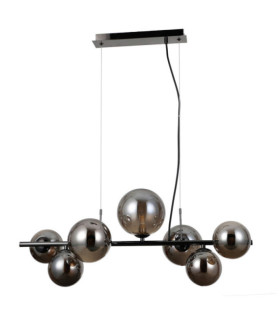 Lampadario Canello in vetro, acciaio cromo nero