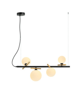 Lampadario Reverso in vetro, acciaio nero, oro