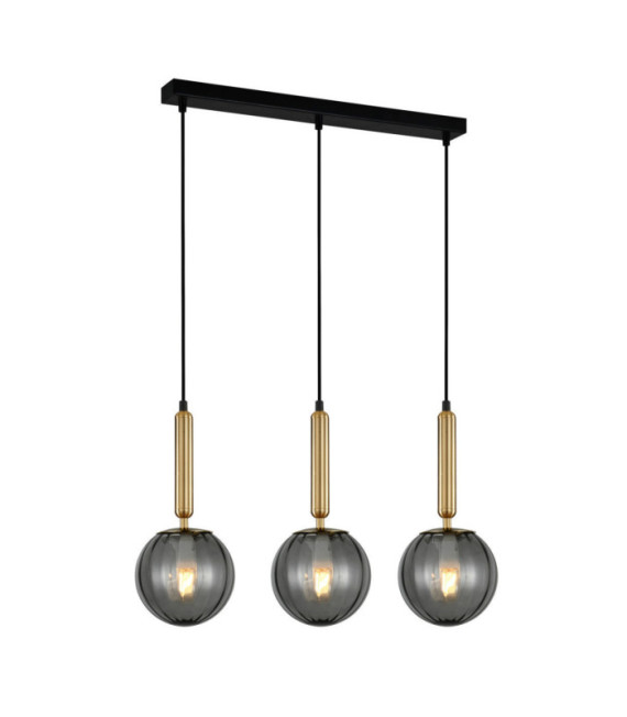 Ravena Pendant Lamp Glass, Steel Brass, Smoked
