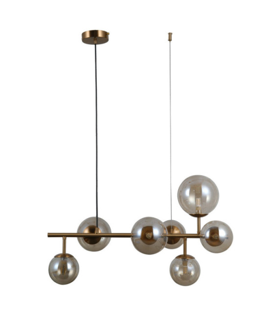 Lampadario Frontera in Vetro, Acciaio Miele Ottone