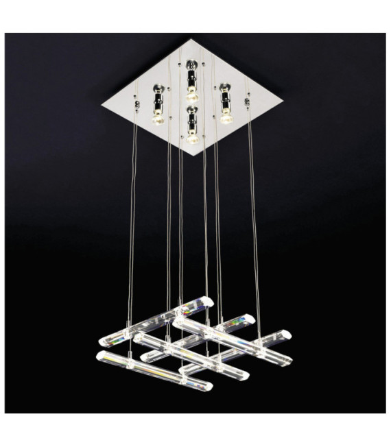 Colgante de diamante de cristal, aleación de metal cromado.