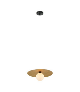 Malor Pendelleuchte aus Glas, schwarzem Stahl, Gold