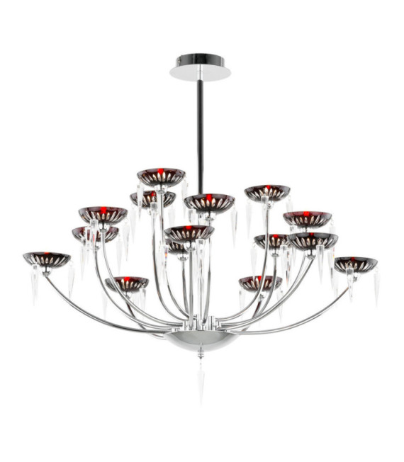 Lampada a sospensione Sfera Vetro, lega metallica Rosso, Cromo