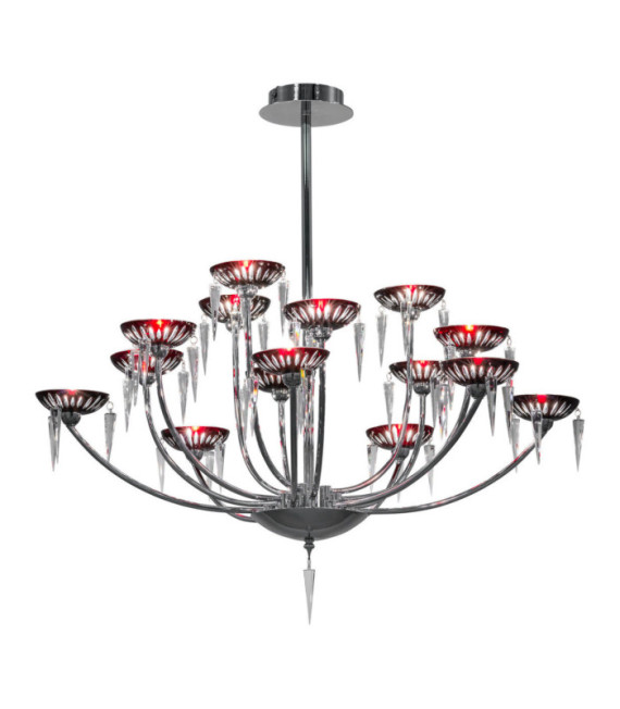 Lampada a sospensione Sfera Vetro, lega metallica Rosso, Cromo
