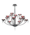 Suspension Sfera Verre,alliage métallique Rouge,Chromé