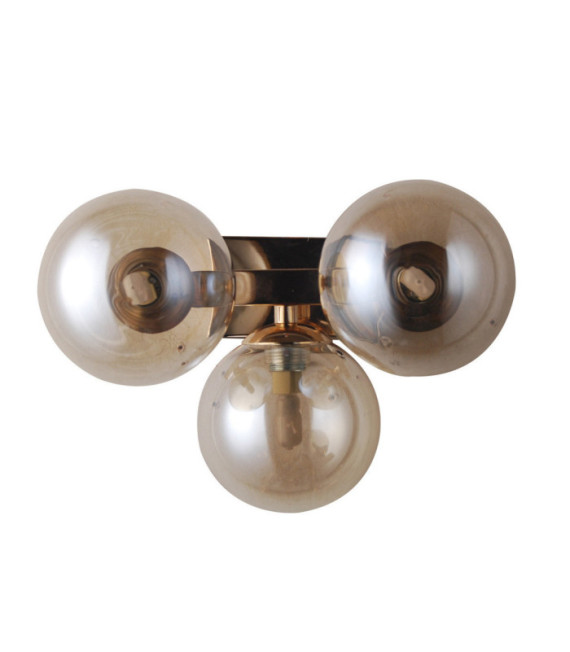 Lampada da parete Marbelio Vetro, Acciaio Oro, Cognac