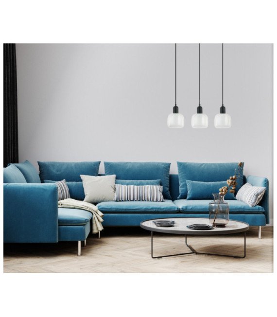 Lamezia Pendant Lamp Glass, Black Steel