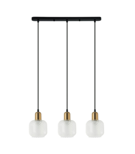Suspension Lamezia Verre,Acier Noir, Bronze Antique