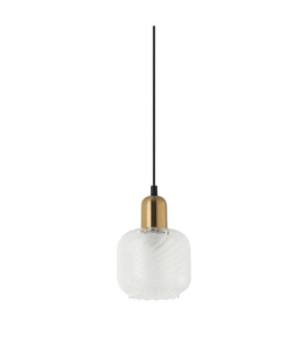 Suspension Lamezia Verre,Acier Noir, Bronze Antique