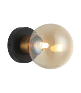 Bletter Wandleuchte Glas, Stahl Schwarz, Bernstein