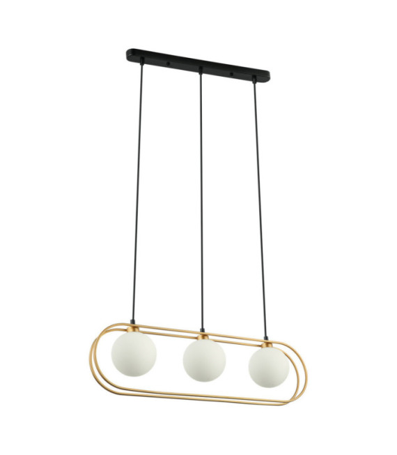 Lámpara colgante Grosetta de cristal, acero negro, dorado