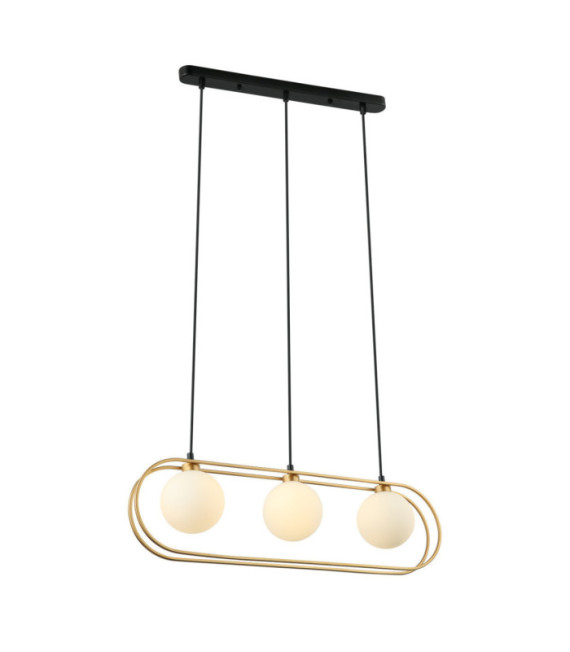 Grosetta Pendant Glass, Black Steel, Gold