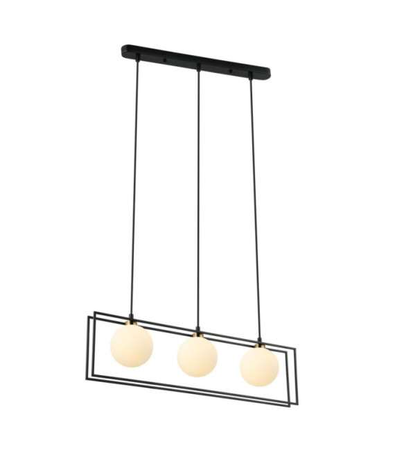 Lámpara colgante Grosetta de cristal, acero negro