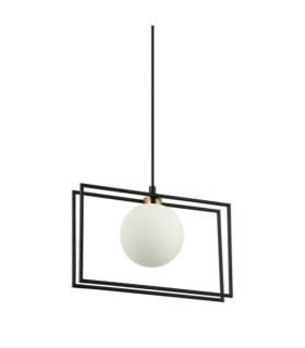 Grosetta Pendelleuchte aus Glas, schwarzer Stahl