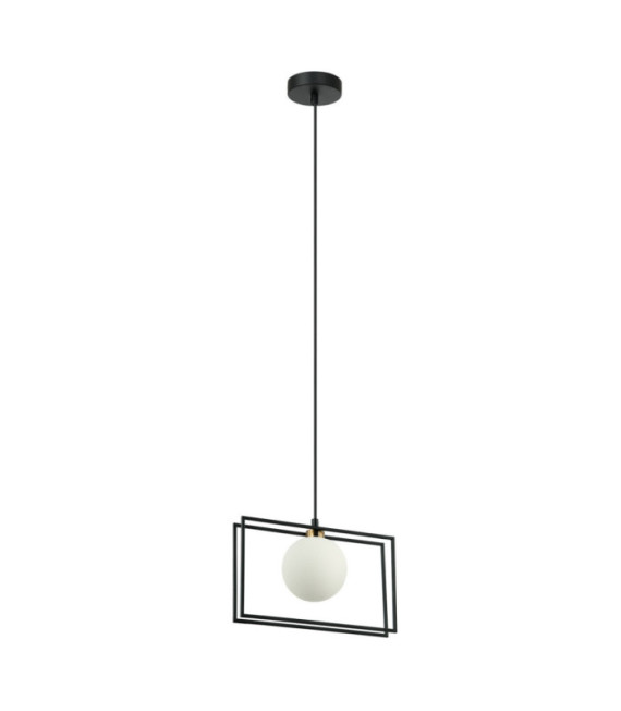 Lampadario Grosetta in Vetro, Acciaio Nero