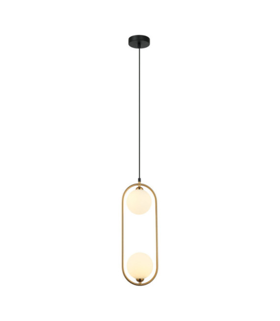 Lampada a Sospensione Lupus Vetro, Acciaio Bianco, Bronzo Antico