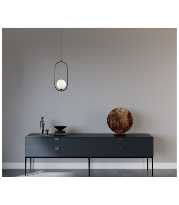 Lupus Pendant Lamp Glass, White Steel, Black