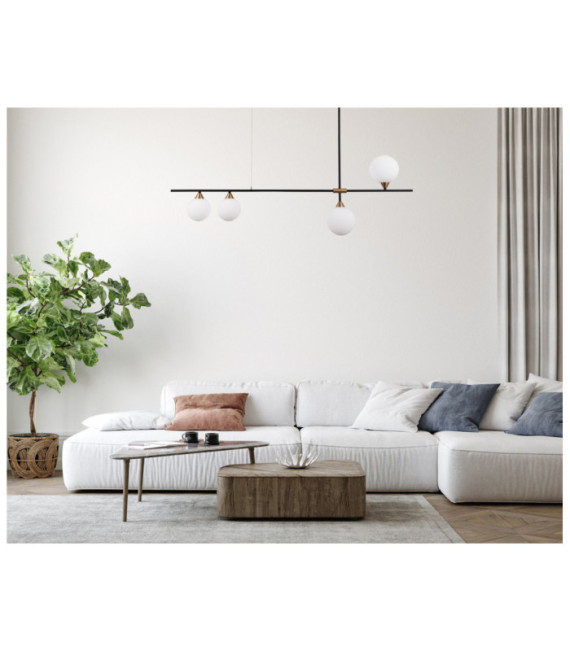 Lampadario Belmonte Acciaio, Alluminio Nero, Ottone