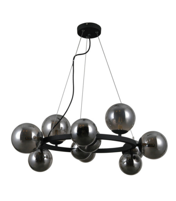 Suspension Montora Verre,Acier Satiné noir