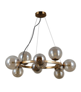 Montora Pendelleuchte aus Glas, Stahl, Honigmessing