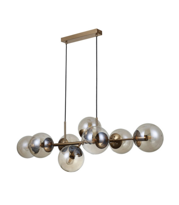Lampadario Molite In Vetro, Acciaio Miele Ottone