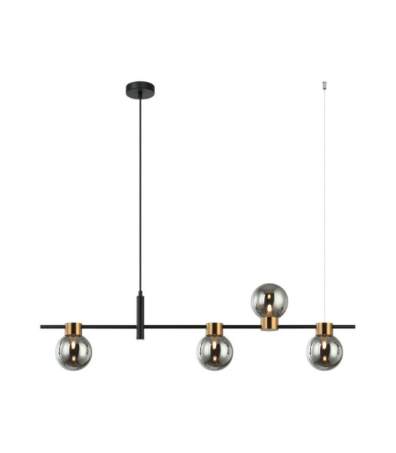 Bletter Pendant Lamp Glass, Black Steel, Smoked