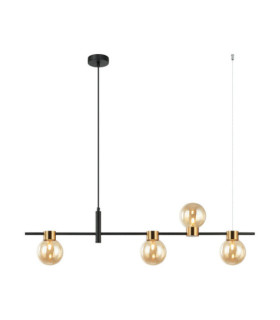 Lampada a Sospensione Bletter Vetro, Acciaio Nero, Ambra
