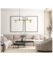 Suspension Bletter Verre,Acier Noir, Ambre