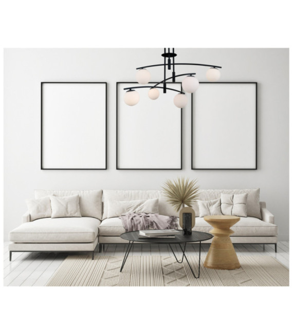 Senai Deckenleuchte Glas, Stahl, schwarz satiniertes Aluminium