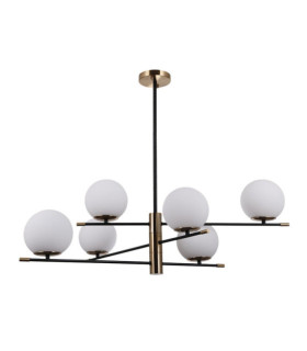Lámpara colgante Stelia Vidrio, acero, aluminio Bronce antiguo, negro mate