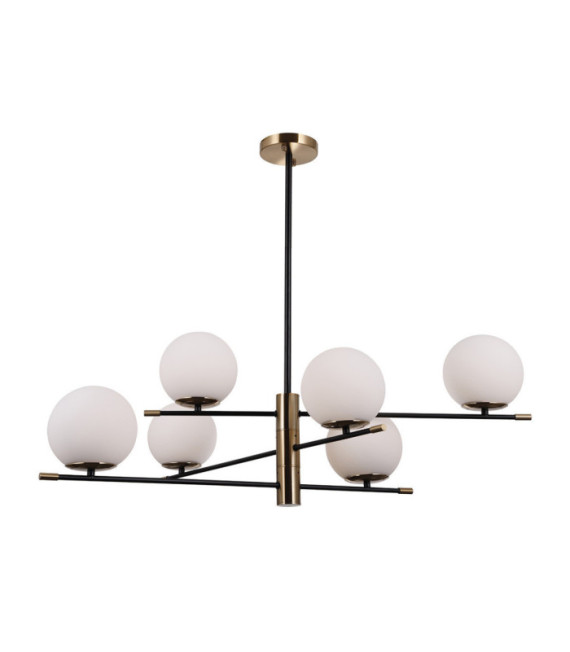Lámpara colgante Stelia Vidrio, acero, aluminio Bronce antiguo, negro mate