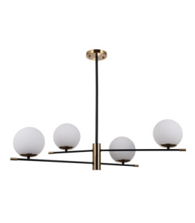 Lámpara colgante Stelia Vidrio, acero, aluminio Bronce antiguo, negro mate