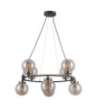 Suspension Galvez Verre,Acier Bronze antique, noir mat