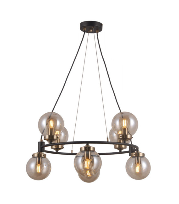 Galvez Pendelleuchte Glas, Stahl Antikbronze, mattschwarz