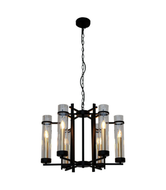 Aspen Pendant Lamp Glass, Black Steel