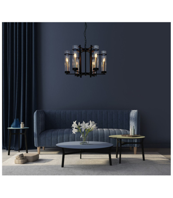 Suspension Aspen Verre,Acier Noir