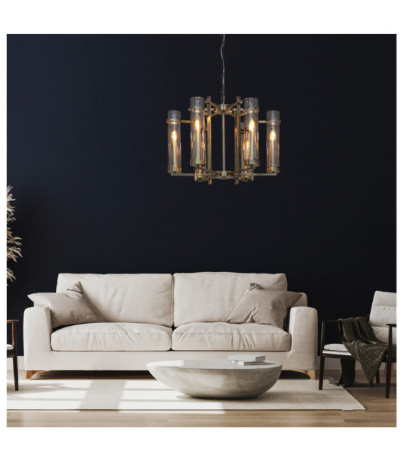 Suspension Aspen Verre,Acier Antique Bronze