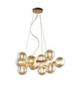 Suspension Marbelio Verre,Acier Or,Cognac