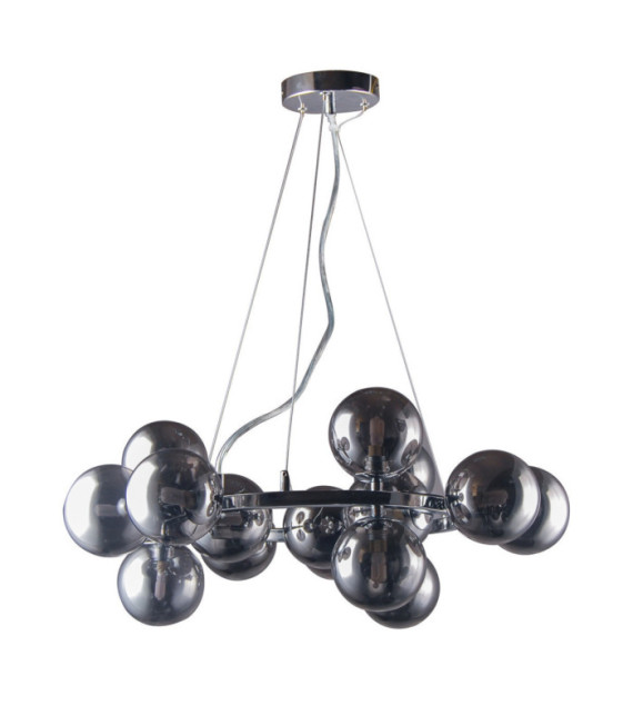 Marbelio Pendant Lamp Glass, Chromed Steel, Smoked