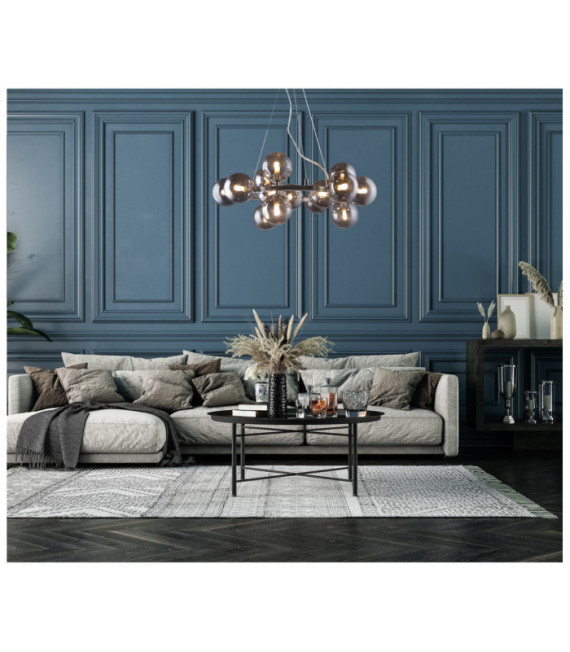 Marbelio Pendant Lamp Glass, Chromed Steel, Smoked