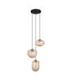 Suspension Hatella Verre,Acier Noir, Cuivre