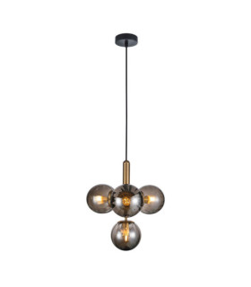 Suspension Ravena Verre,Acier Laiton,Fumé