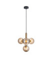 Suspension Ravena Verre,Acier Laiton, Ambre